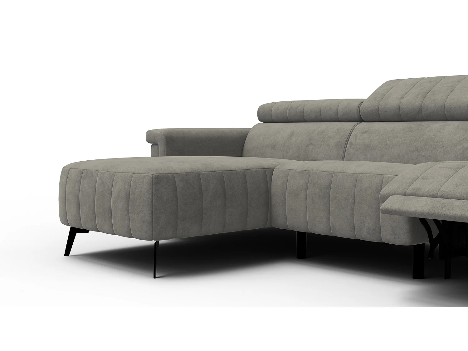 Canapé d'angle 4 places NORDEL, tissu taupe