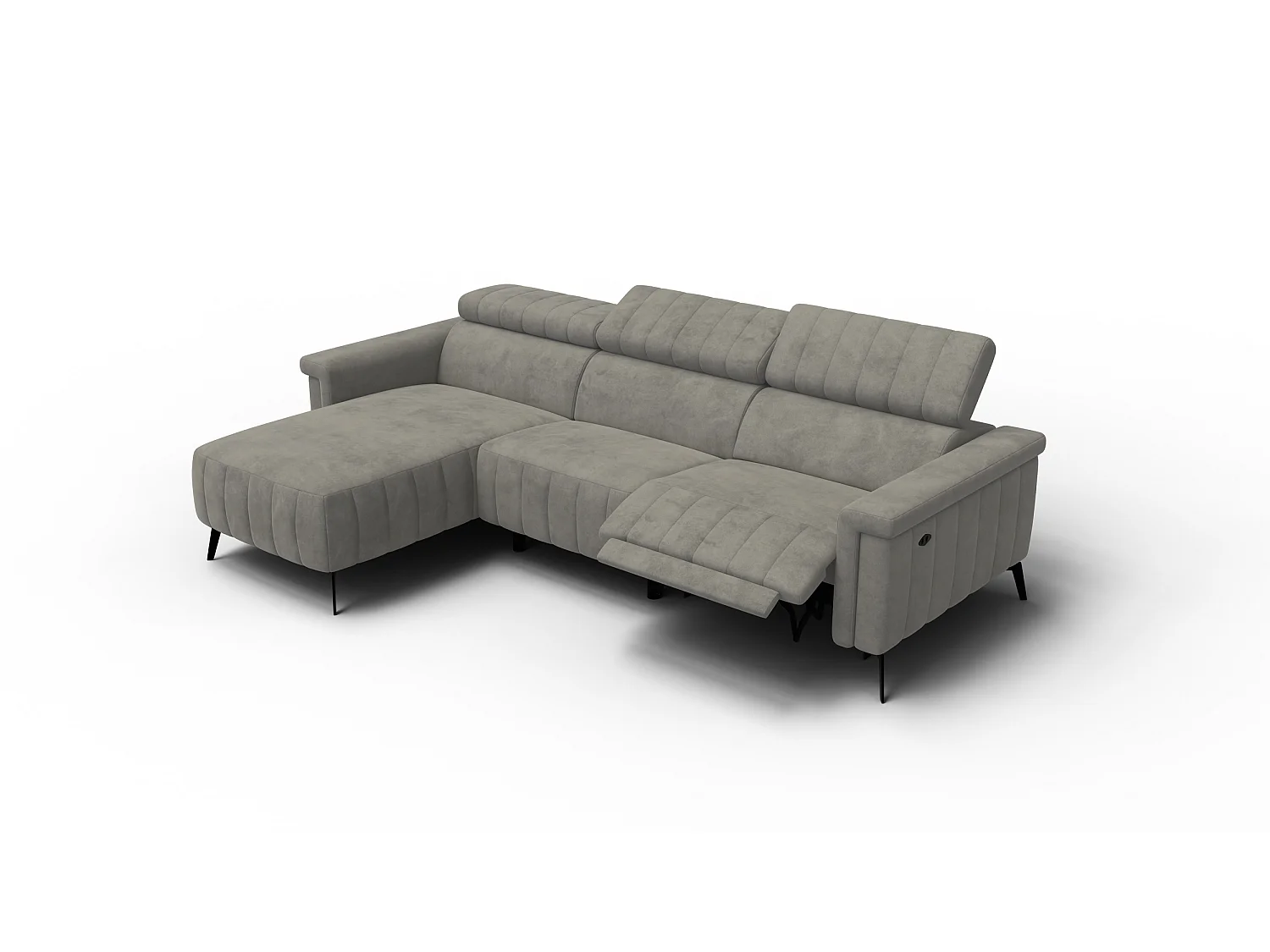 Canapé d'angle 4 places NORDEL, tissu taupe