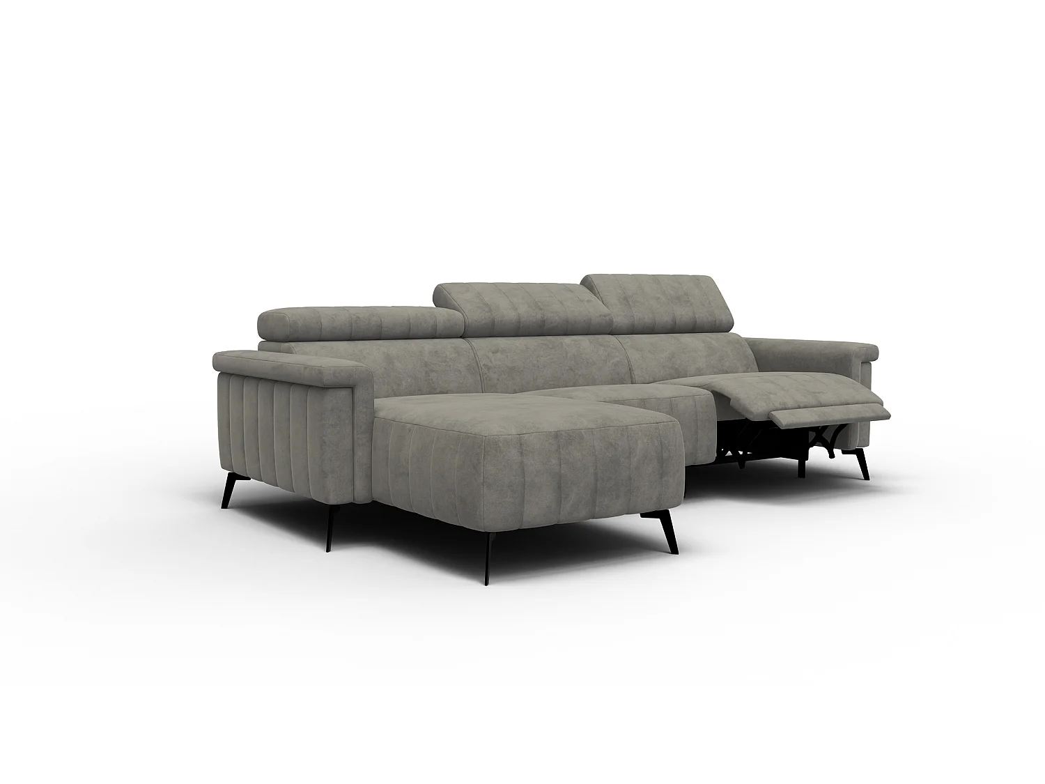 Canapé d'angle 4 places NORDEL, tissu taupe