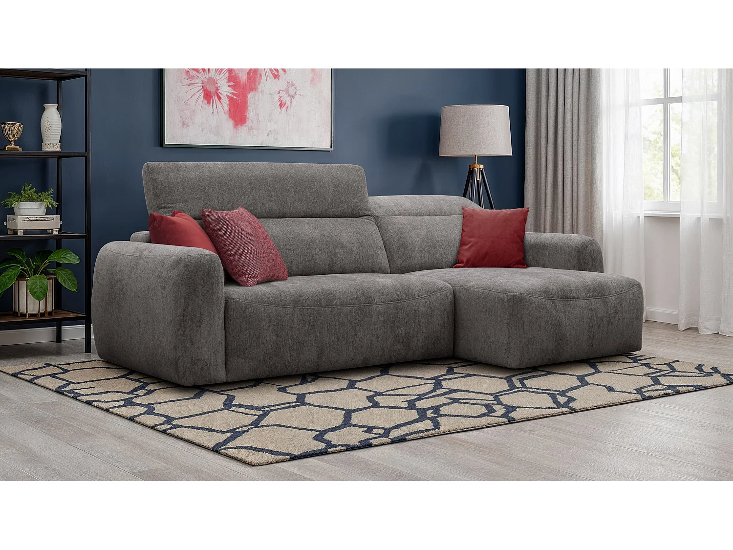 Ecksofa 4-Sitzer rechts NERO, dunkelgrau