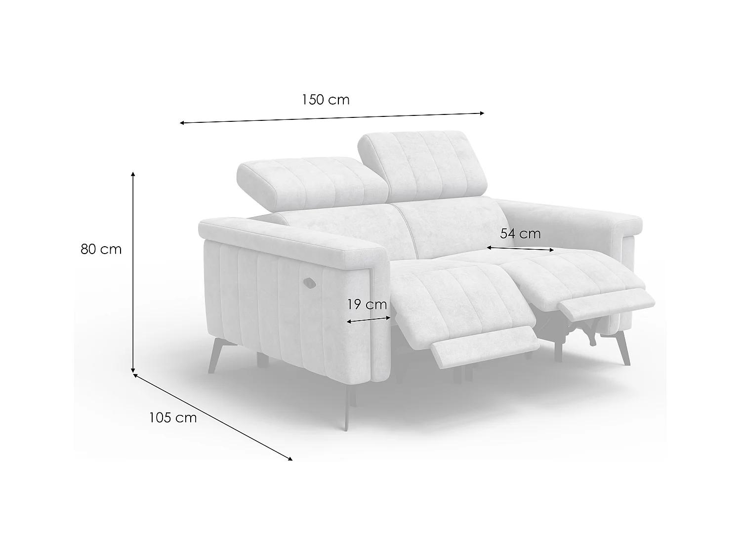 Canapé relax 2 places NORDEL, tissu beige foncé