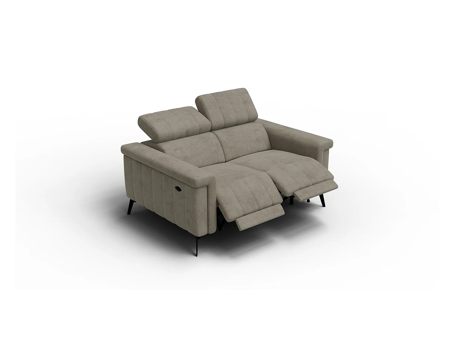 Canapé relax 2 places NORDEL, tissu beige foncé