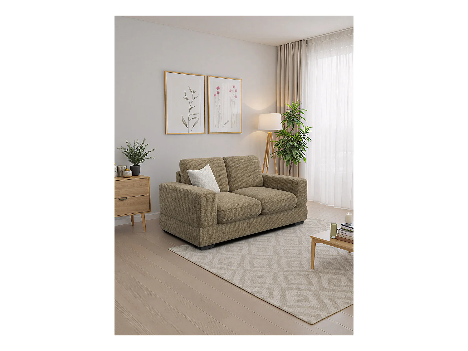 Canapé 2 places OTTO, tissu taupe