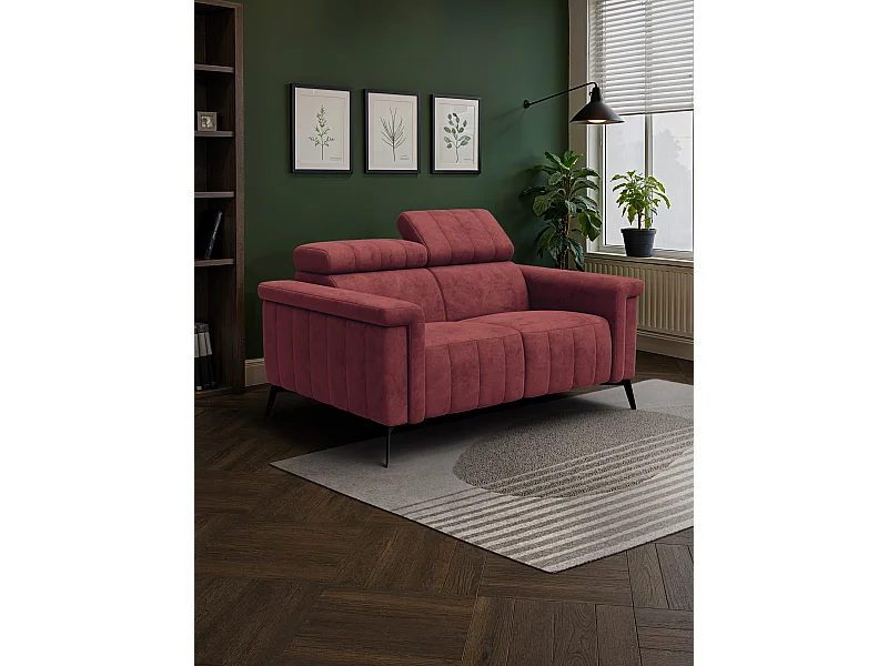 Canapé 2 places NORDEL, tissu bordeaux
