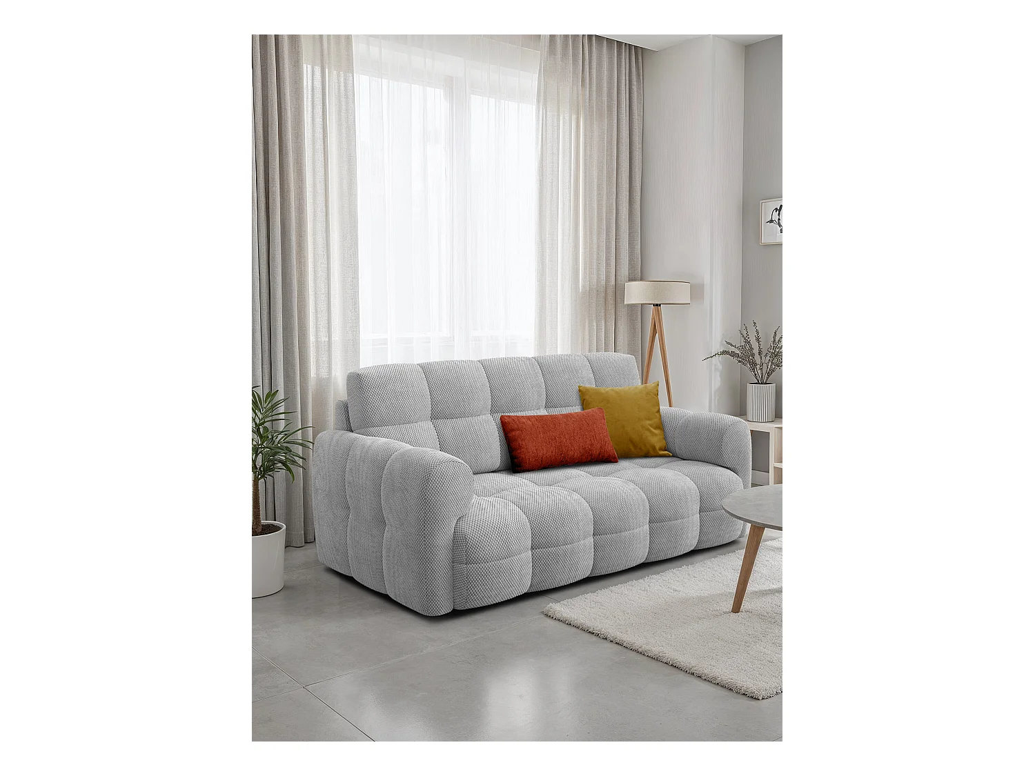 CANAPÉ MELLOW 2,5 places, tissu gris clair