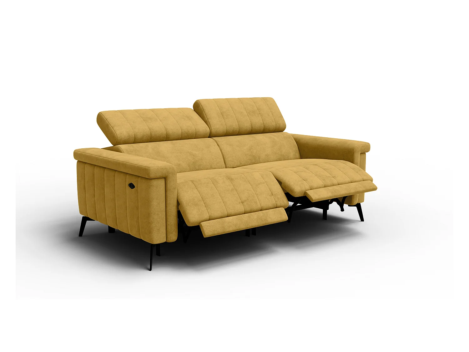 Canapé relax 3 places NORDEL, tissu moutarde