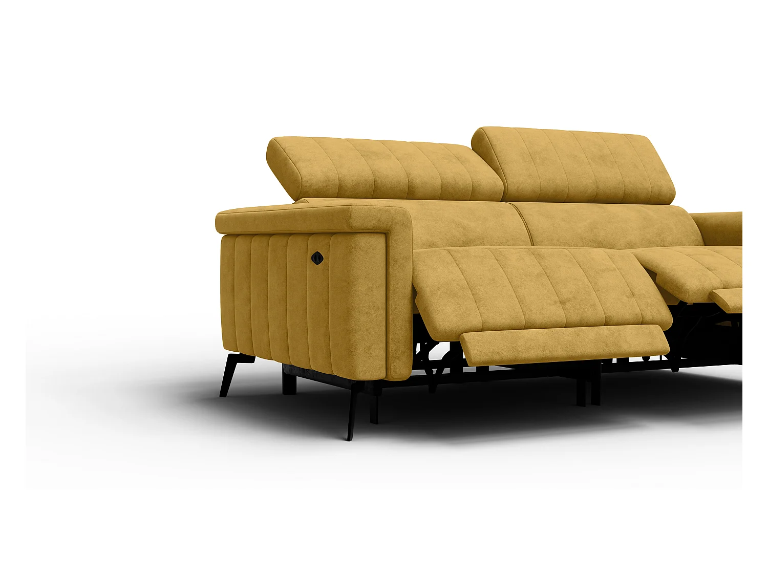 Canapé relax 3 places NORDEL, tissu moutarde