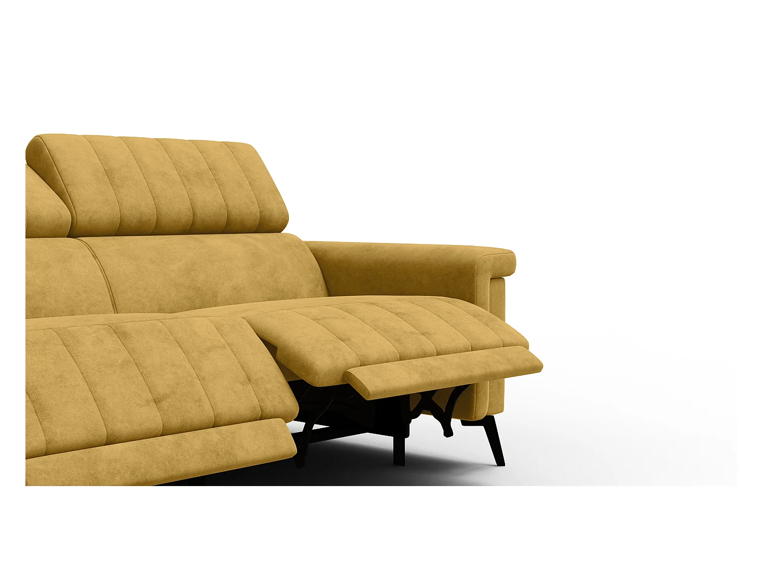 Canapé relax 3 places NORDEL, tissu moutarde