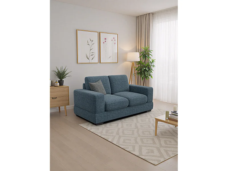 Canapé 2 places OTTO, tissu bleu marine