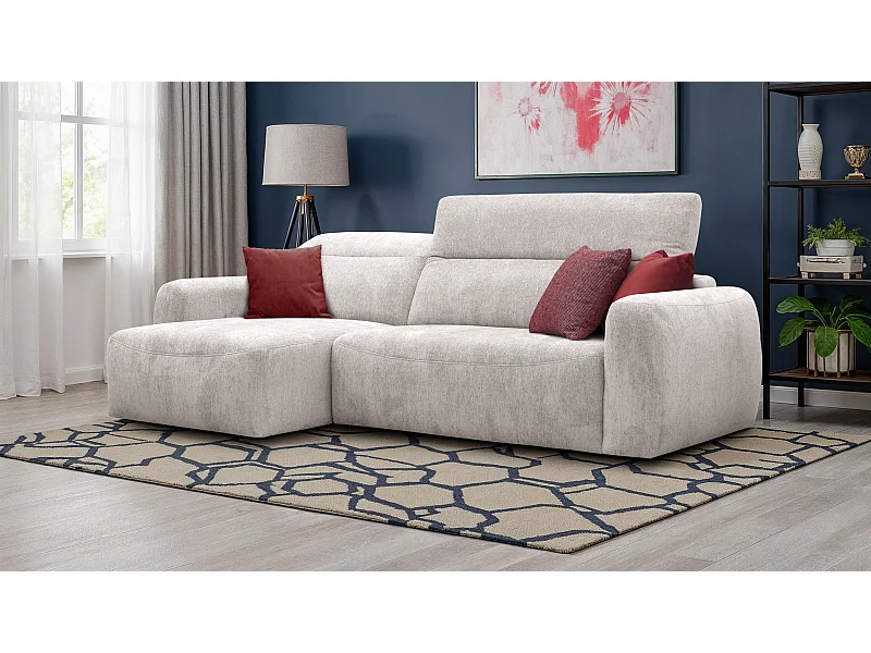 Canapé d'angle 4 places NERO, tissu ecru