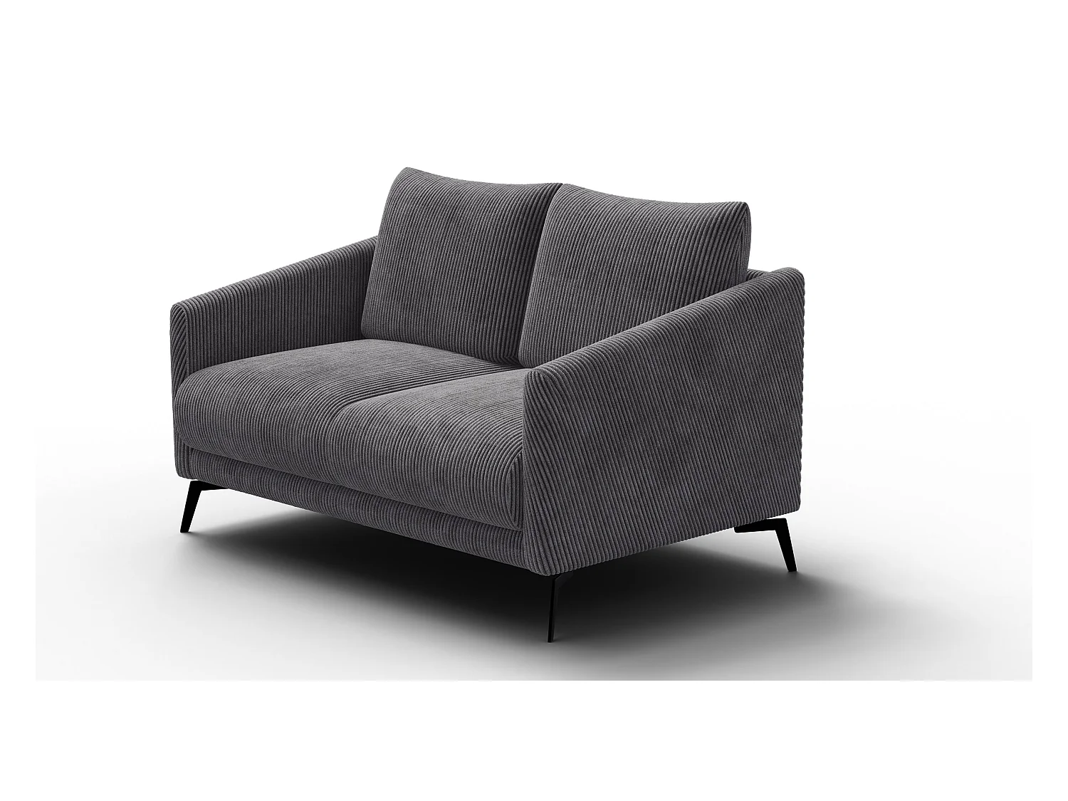 Canapé 2 places VILT, tissu gris foncé