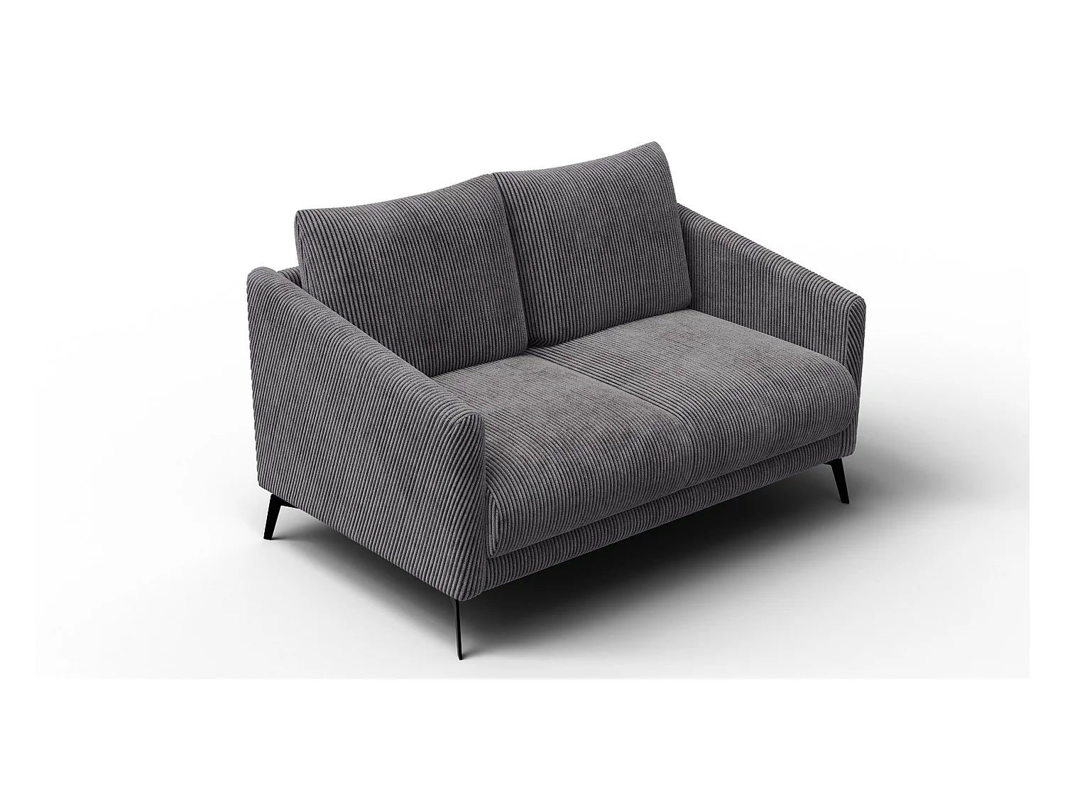 Canapé 2 places VILT, tissu gris foncé