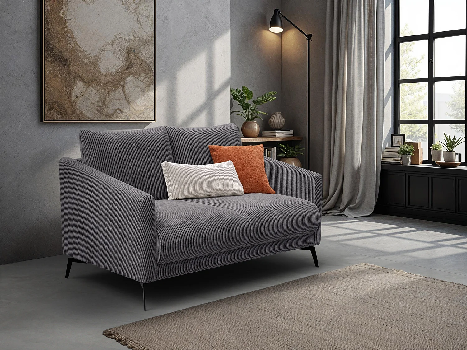 Sofa 2-Sitzer VILT, dunkelgrau