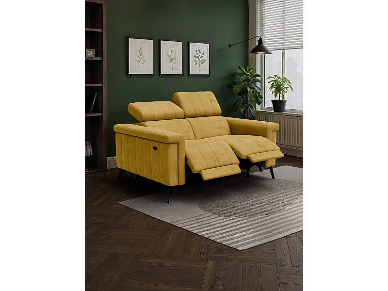 Canapé relax 2 places NORDEL, tissu moutarde