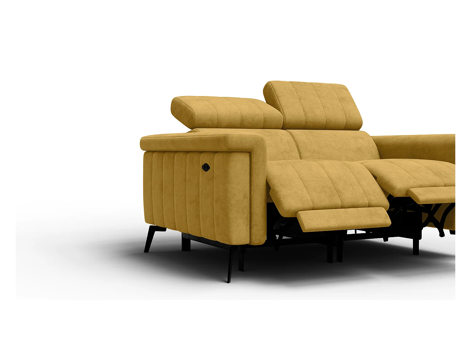 Canapé relax 2 places NORDEL, tissu moutarde