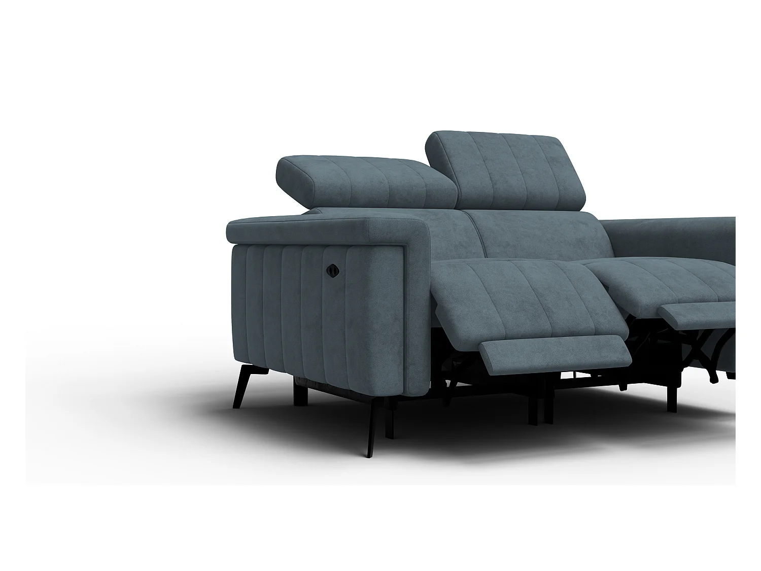 Canapé relax 2 places NORDEL, tissu bleu gris