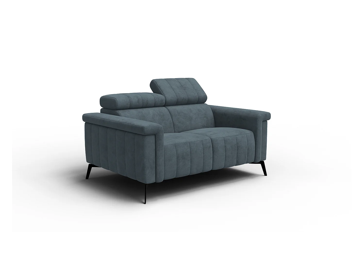 Canapé 2 places NORDEL, tissu bleu gris