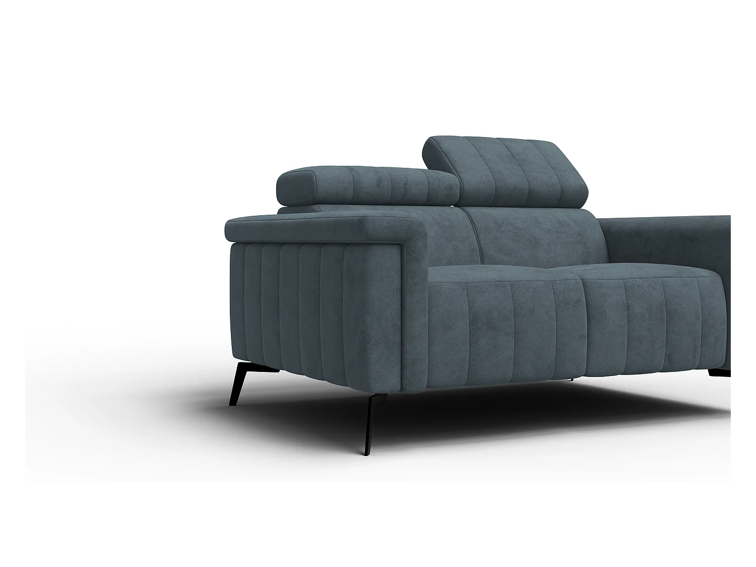 Canapé 2 places NORDEL, tissu bleu gris