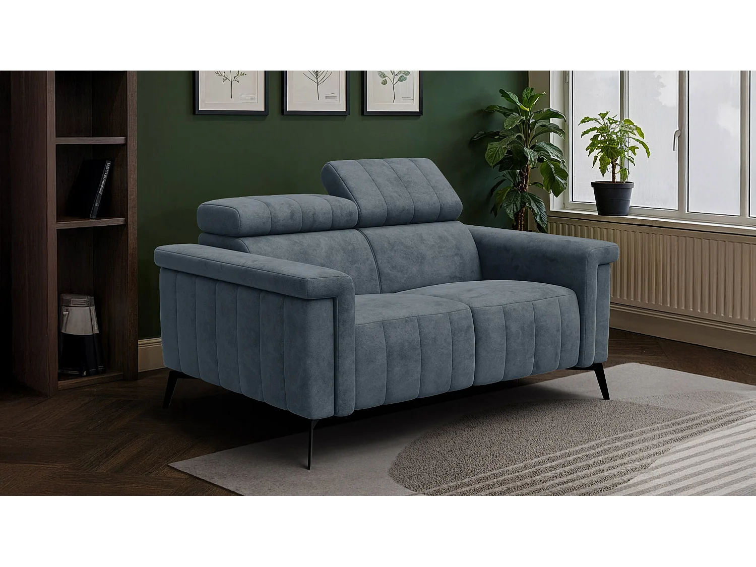 Sofa 2-Sitzer NORDEL, blaugrau
