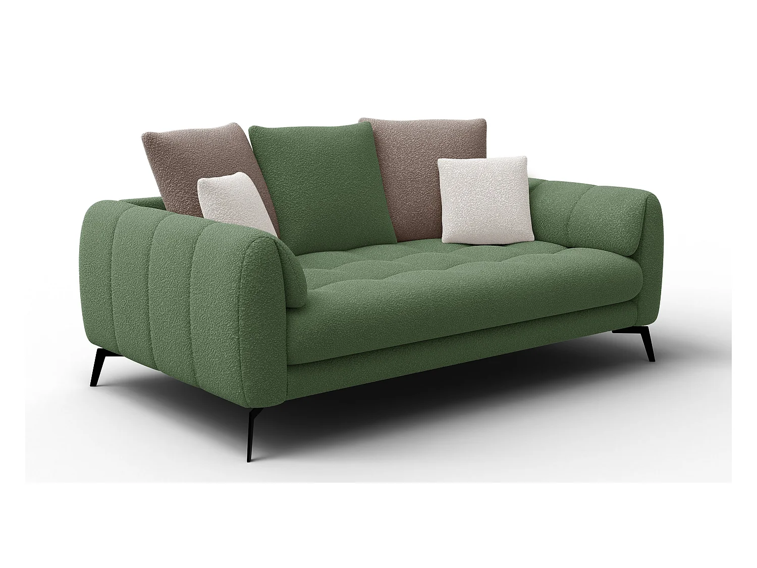 Canapé 2,5 places CALME, tissu olive et beige