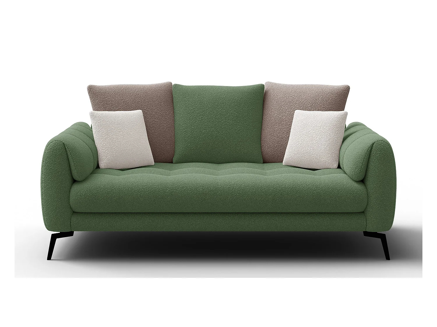 Canapé 2,5 places CALME, tissu olive et beige