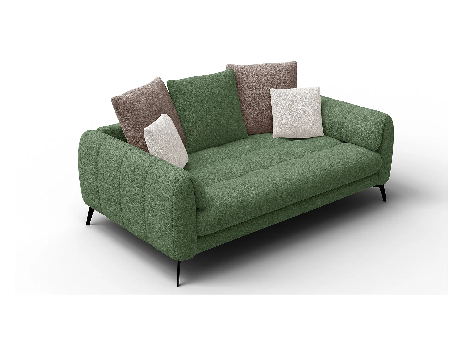 Canapé 2,5 places CALME, tissu olive et beige