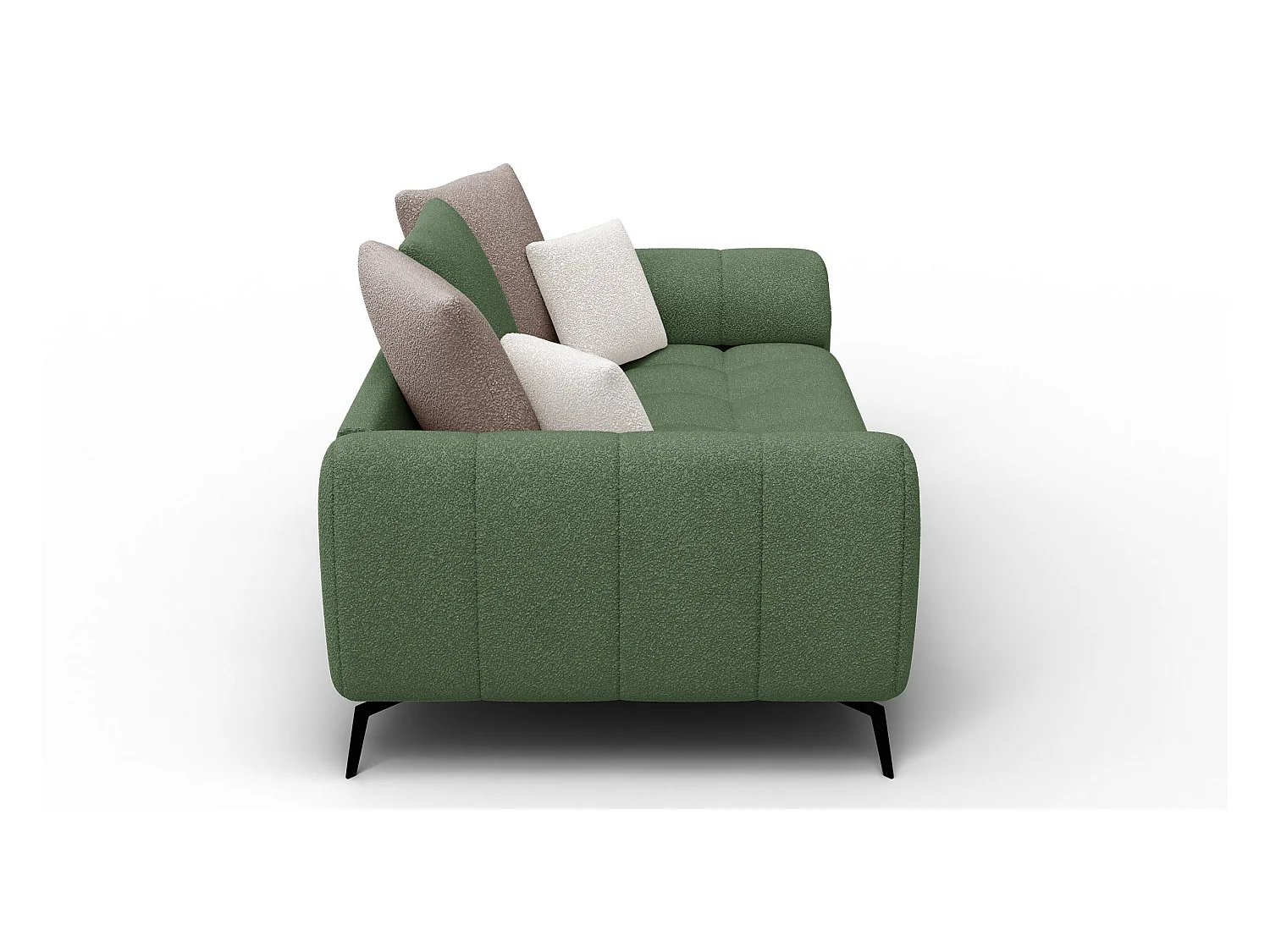 Canapé 2,5 places CALME, tissu olive et beige