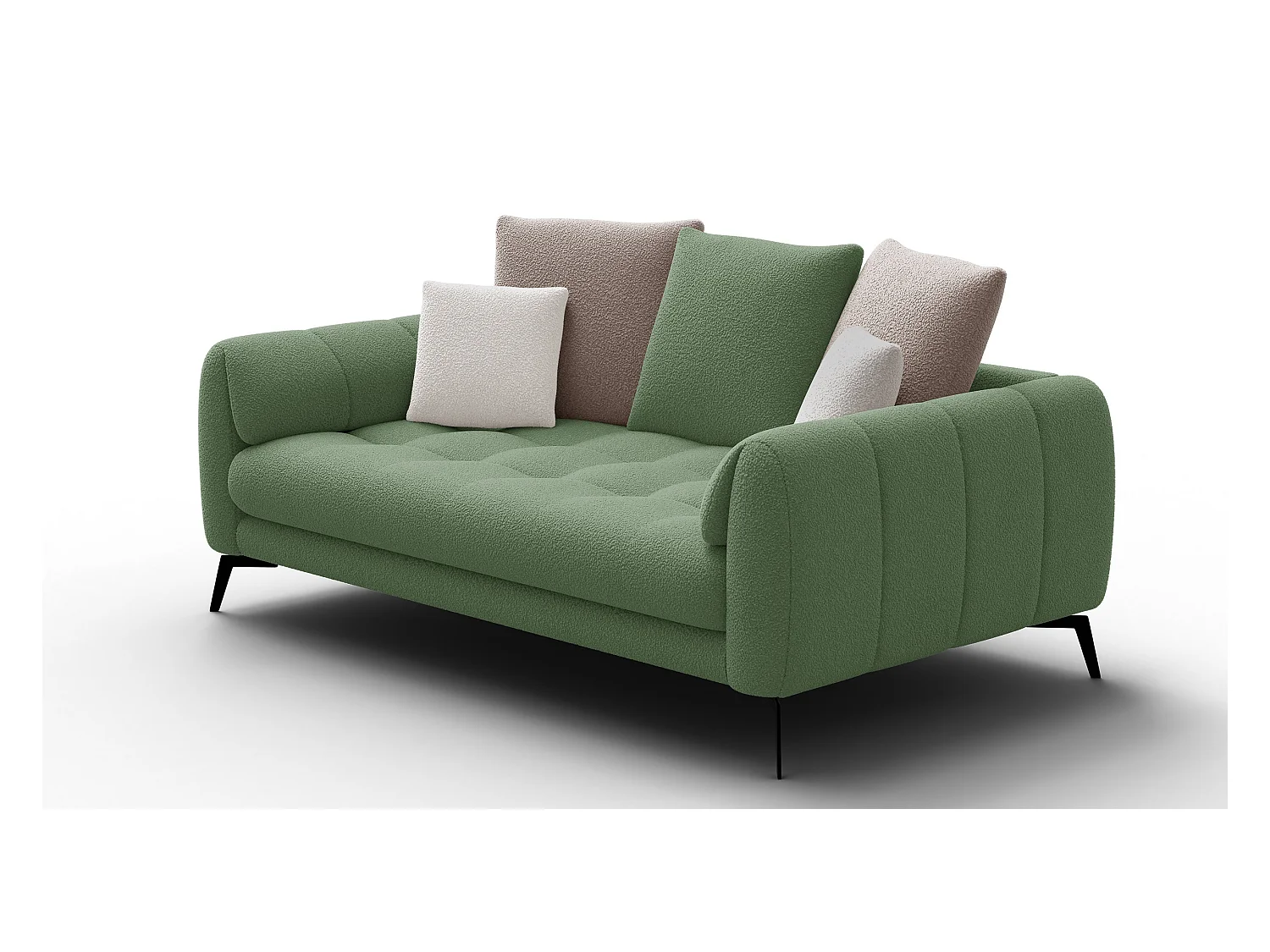 Canapé 2,5 places CALME, tissu olive et beige