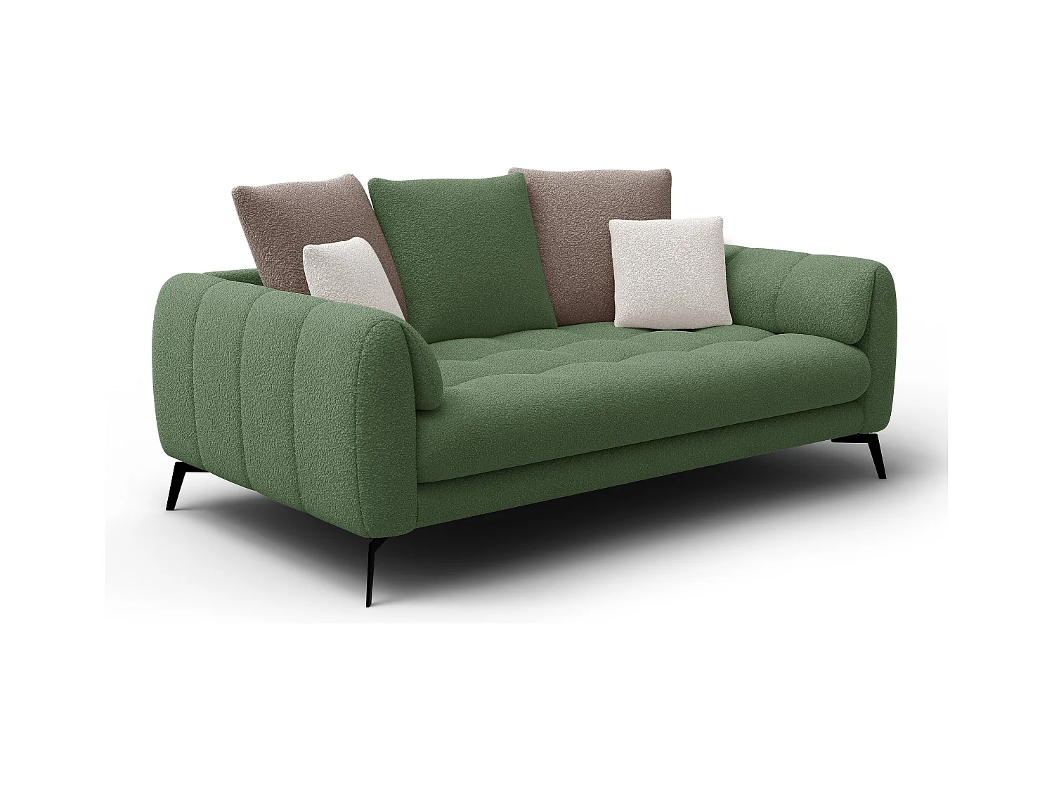 Canapé 2,5 places CALME, tissu olive et beige