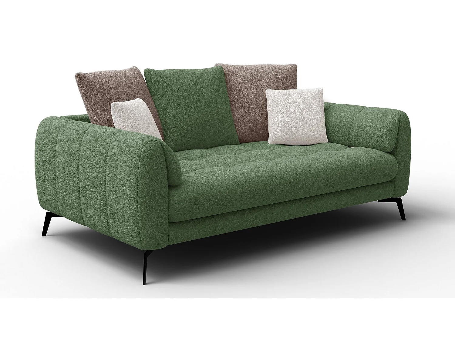 Canapé 2,5 places CALME, tissu olive et beige