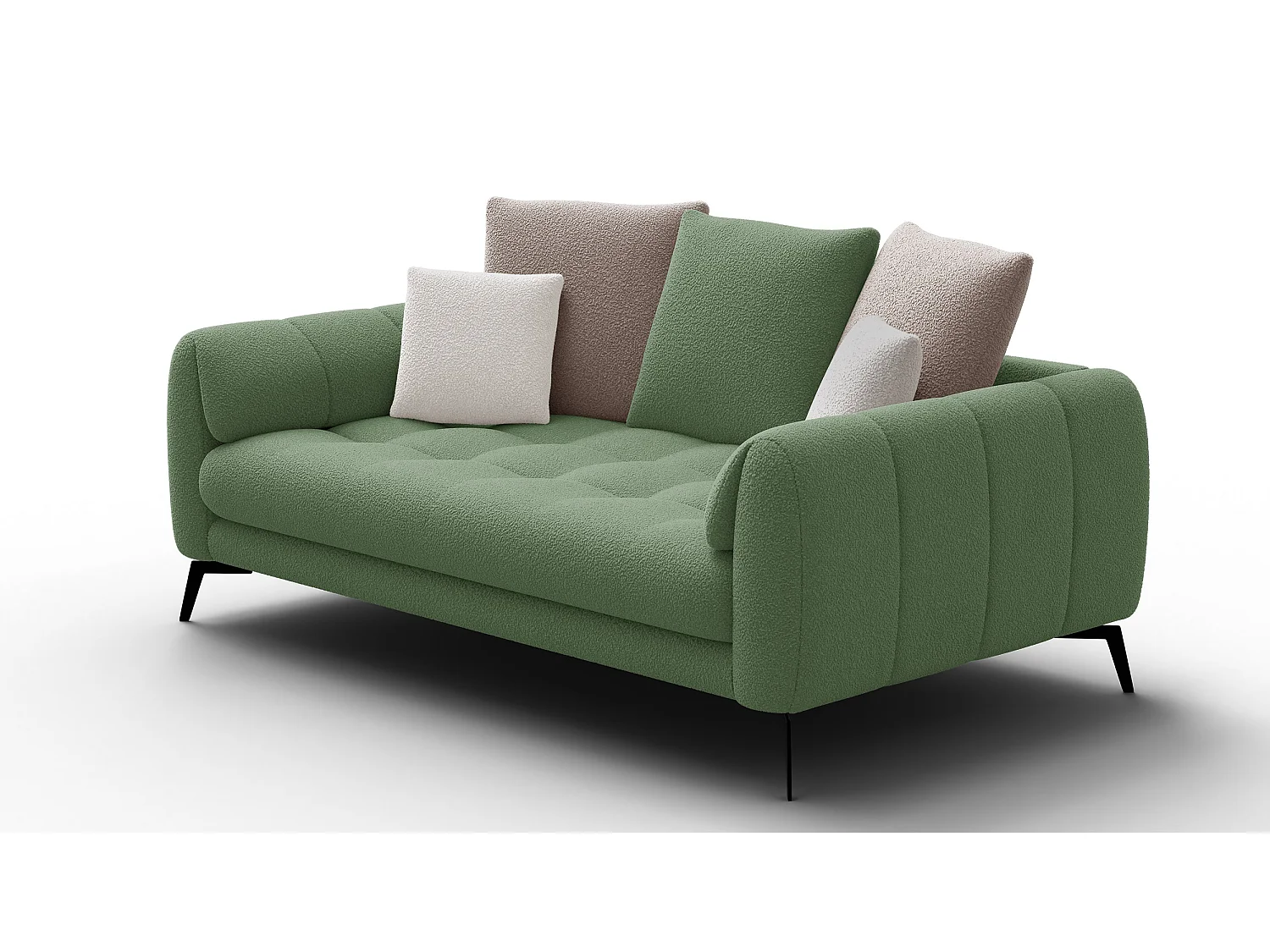 Canapé 2,5 places CALME, tissu olive et beige