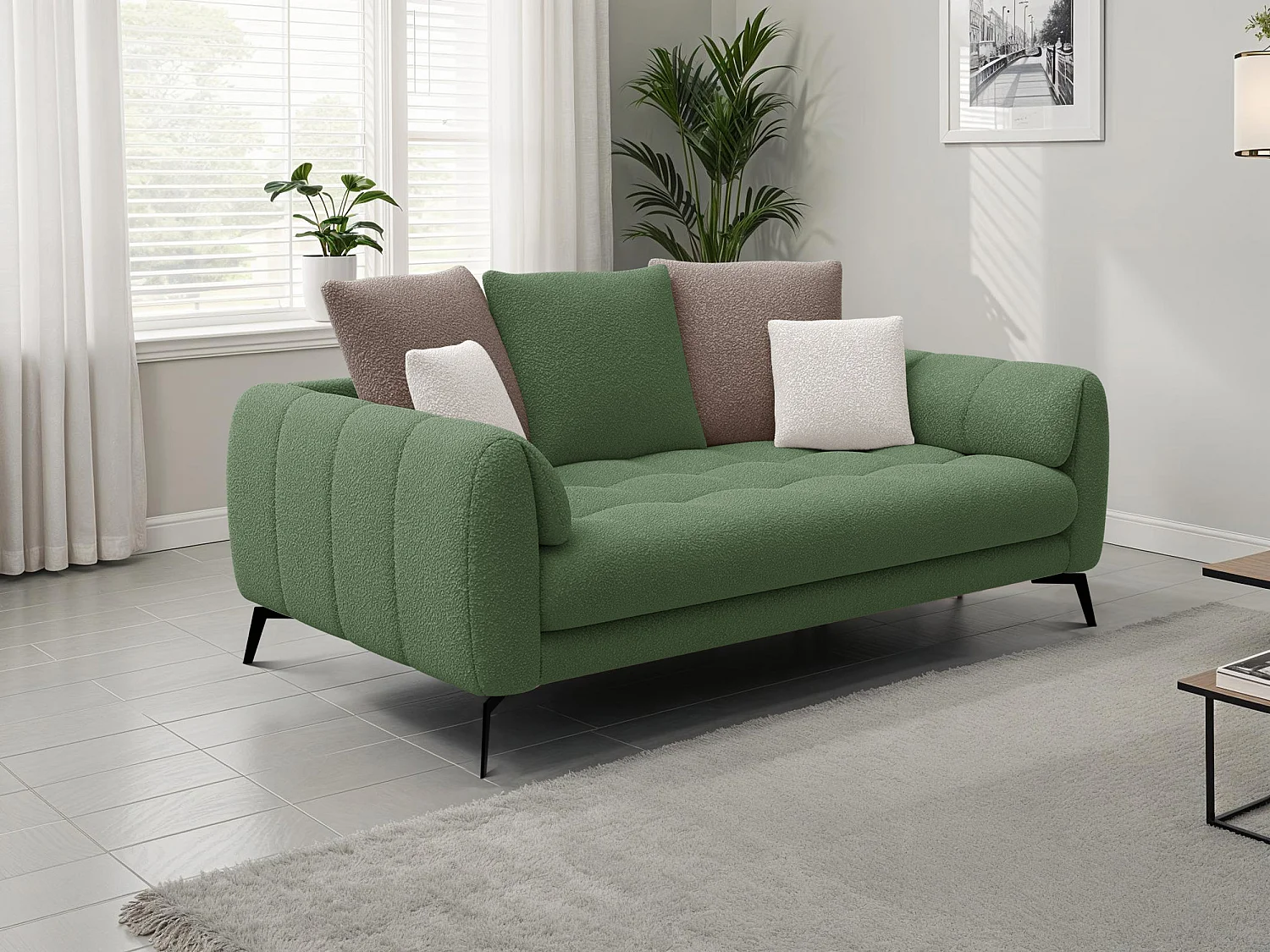 Sofa 2,5-Sitzer CALME, olive und beige