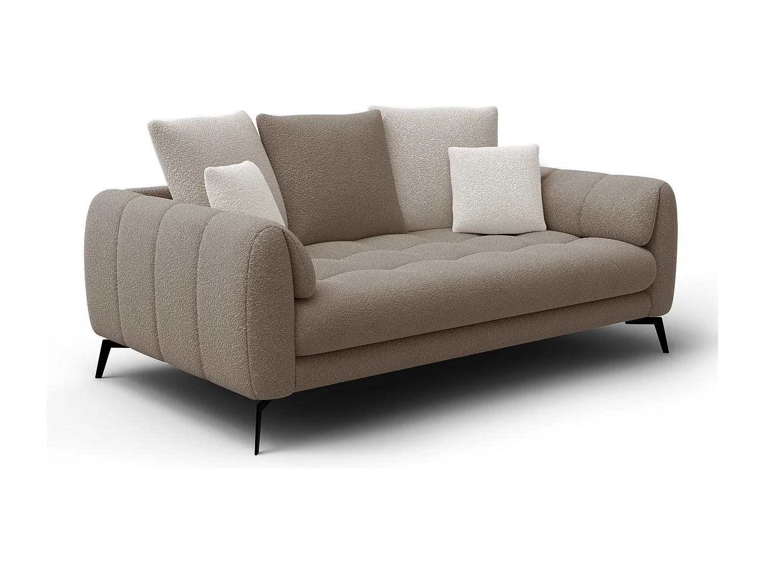 Canapé 2,5 places CALME, tissu beige et écru