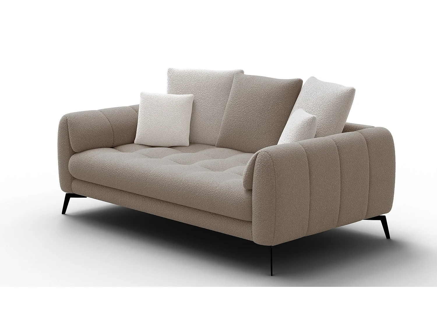 Canapé 2,5 places CALME, tissu beige et écru