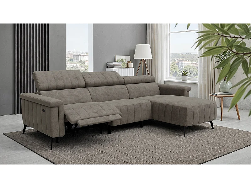 Canapé d'angle 4 places NORDEL, tissu taupe