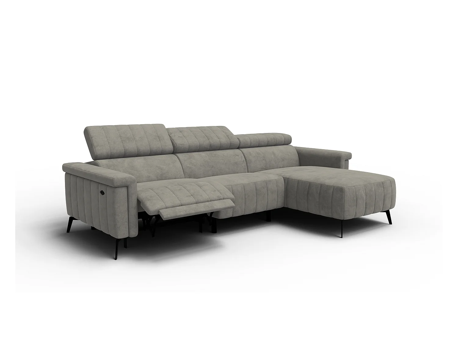 Canapé d'angle 4 places NORDEL, tissu taupe