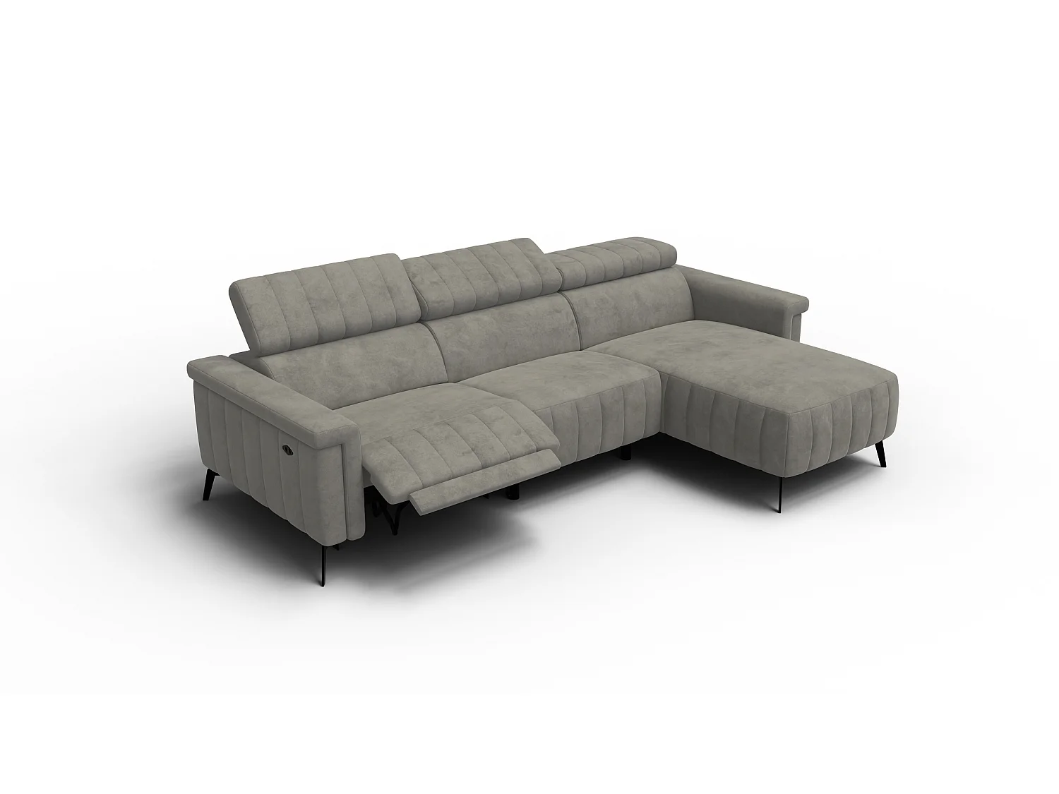 Canapé d'angle 4 places NORDEL, tissu taupe