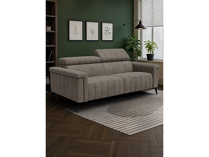 Canapé 3 places NORDEL, tissu taupe