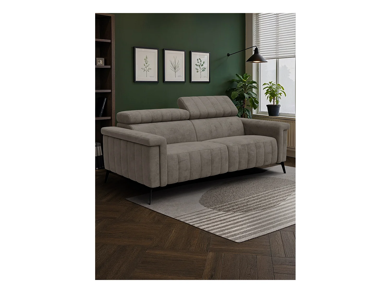 Canapé 3 places NORDEL, tissu taupe