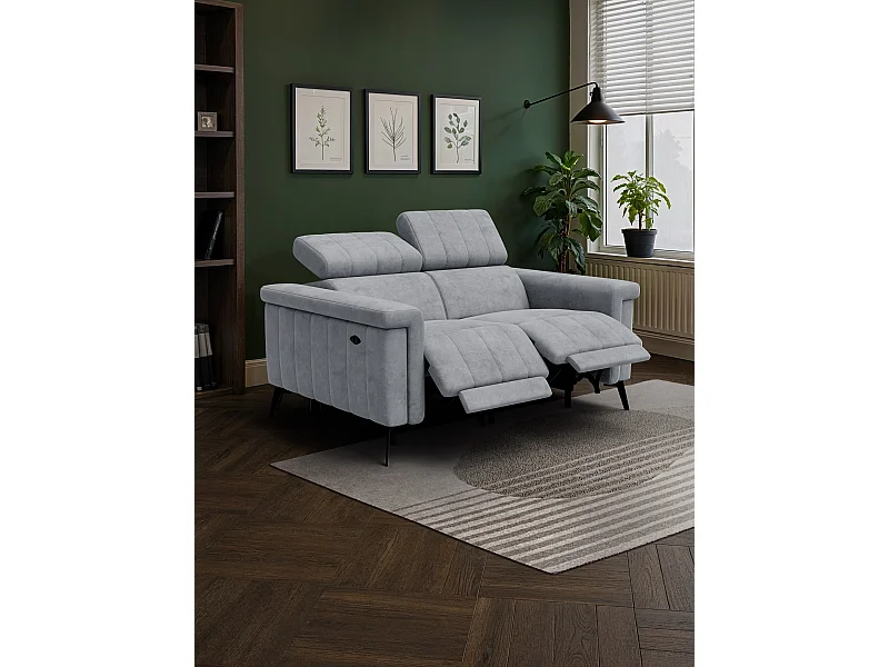 Canapé relax 2 places NORDEL, tissu gris