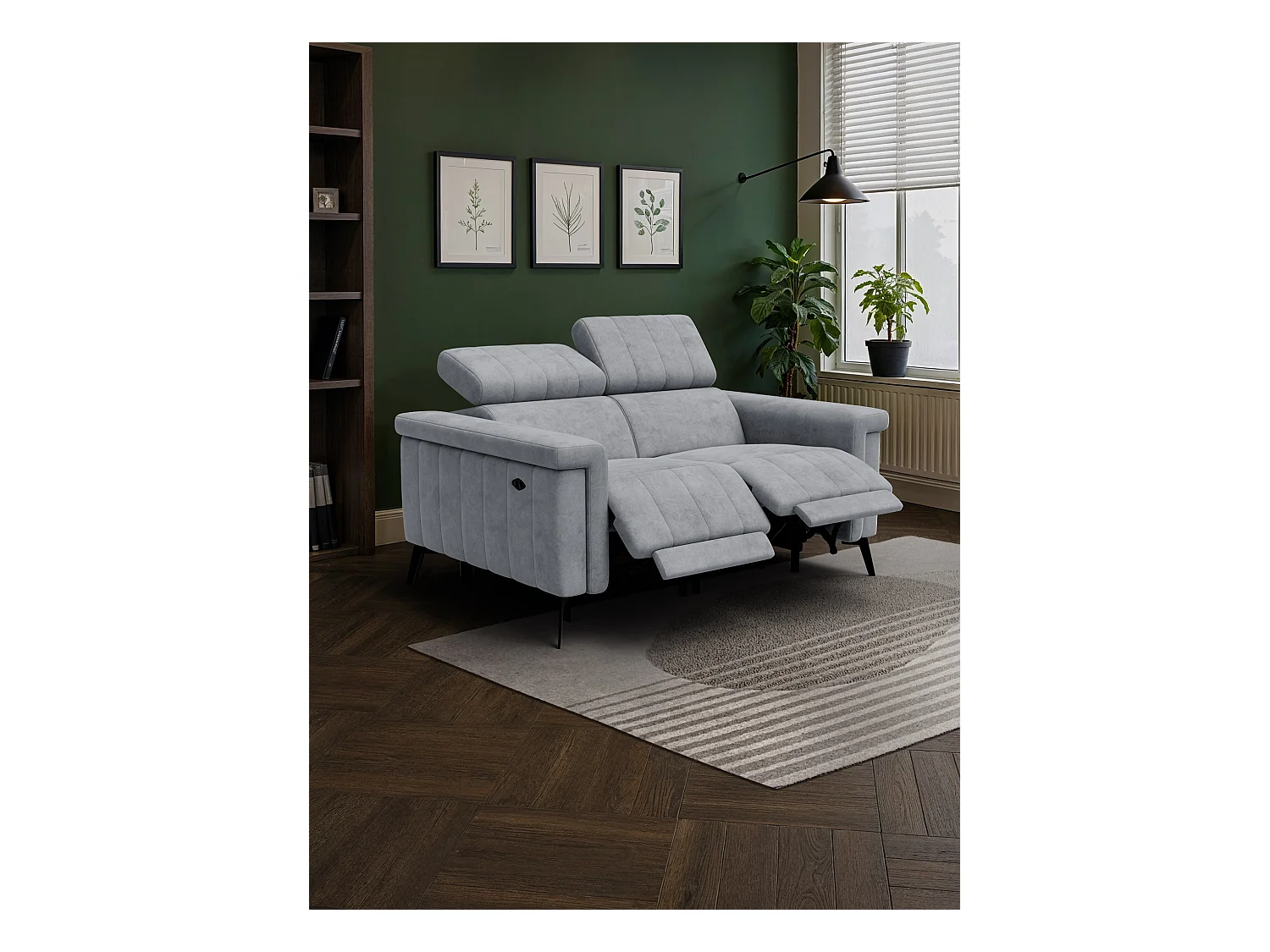 Canapé relax 2 places NORDEL, tissu gris