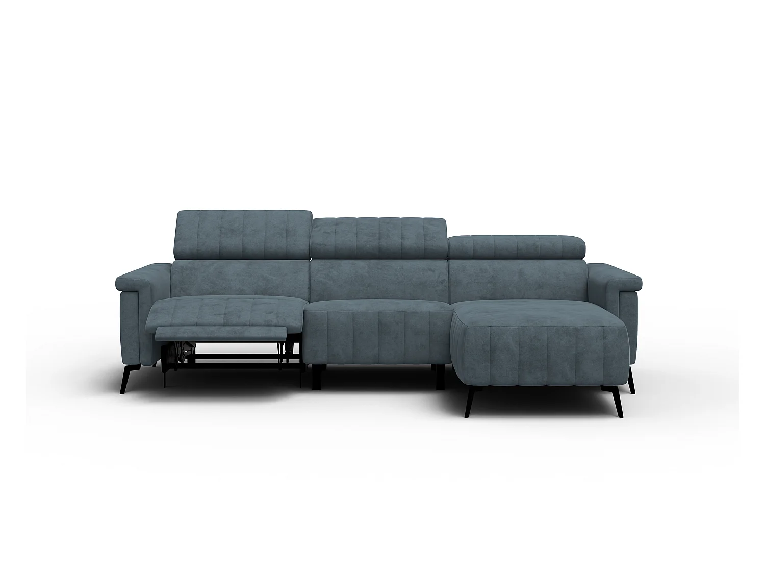 Canapé d'angle 4 places NORDEL, tissu bleu gris