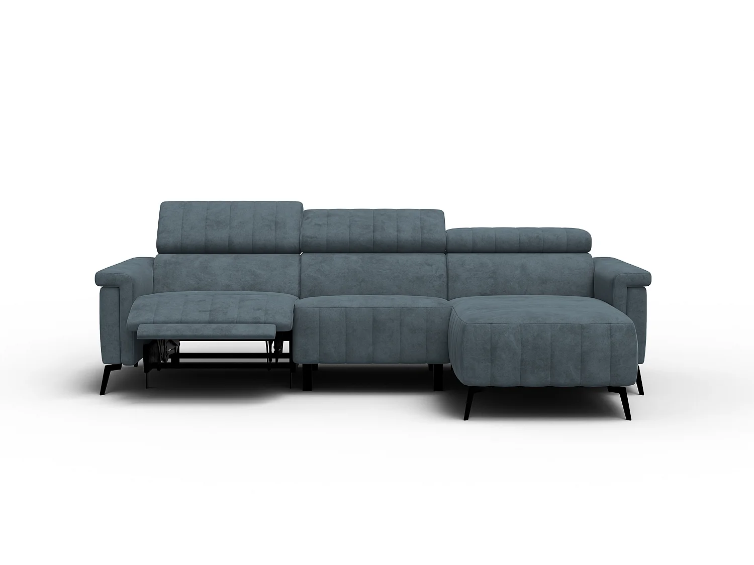 Canapé d'angle 4 places NORDEL, tissu bleu gris