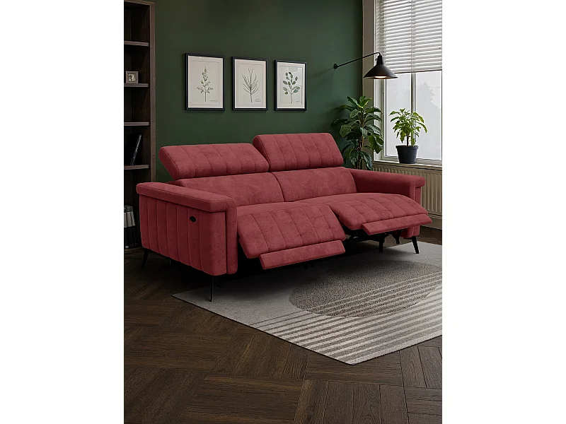 Canapé relax 3 places NORDEL, tissu bordeaux