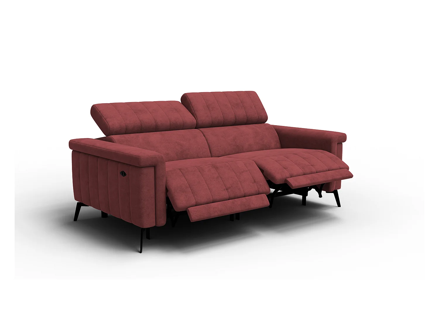 Canapé relax 3 places NORDEL, tissu bordeaux