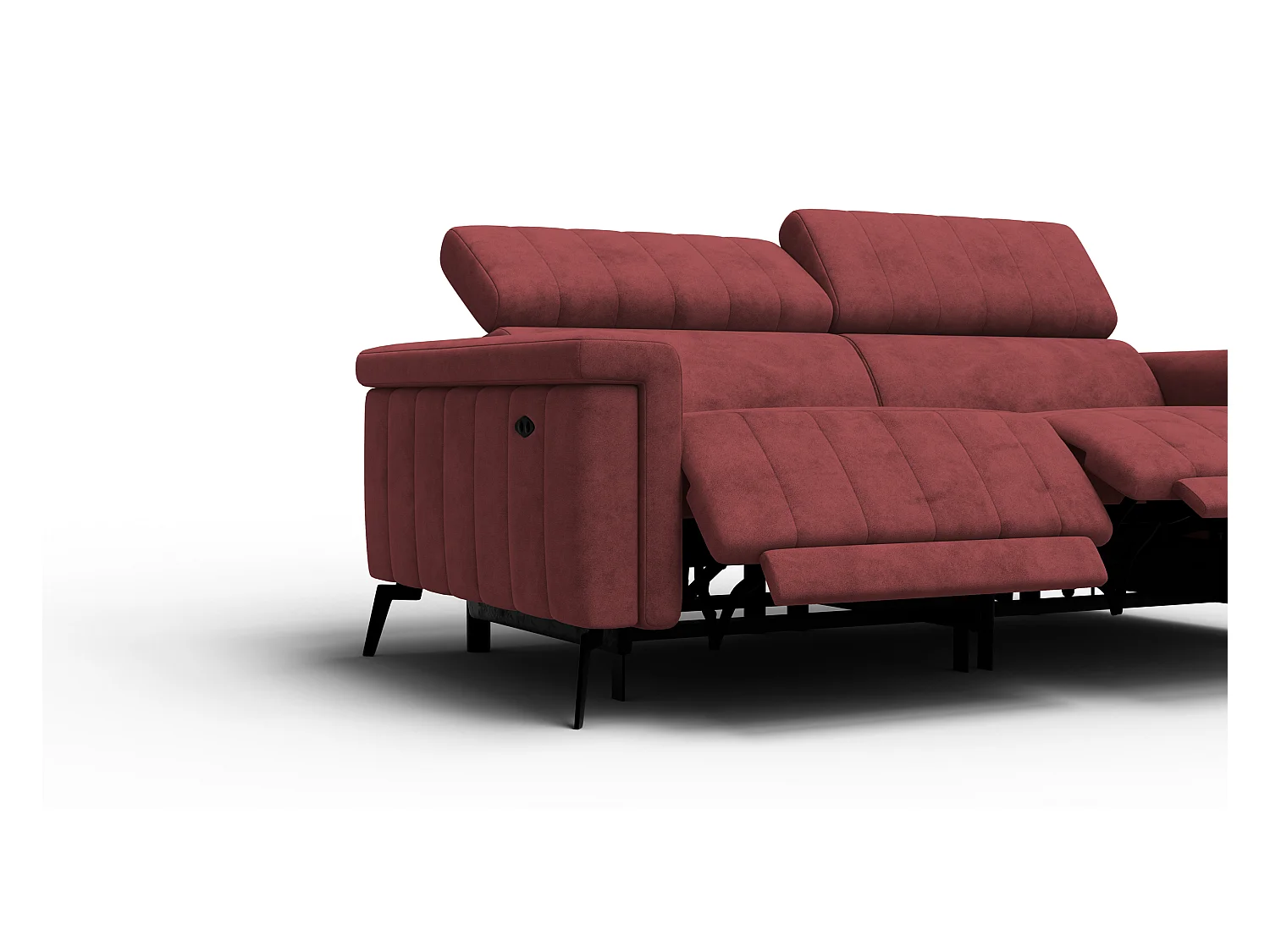 Canapé relax 3 places NORDEL, tissu bordeaux