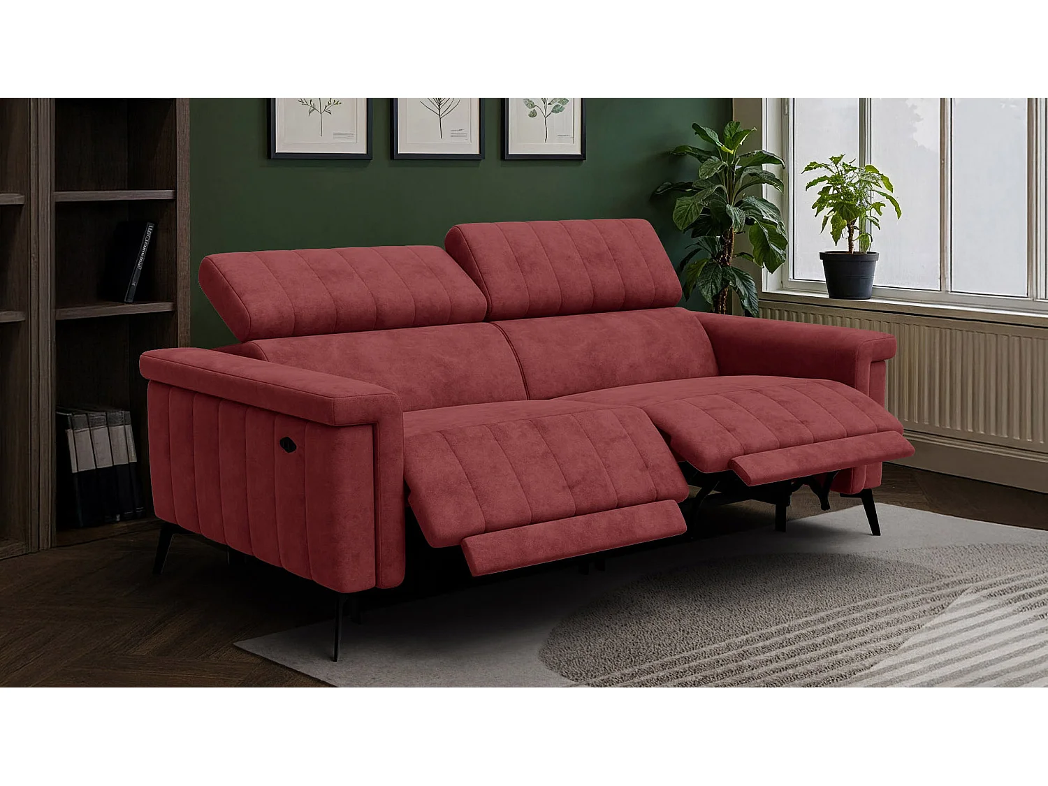 Relaxsofa 3-Sitzer NORDEL, bordeaux
