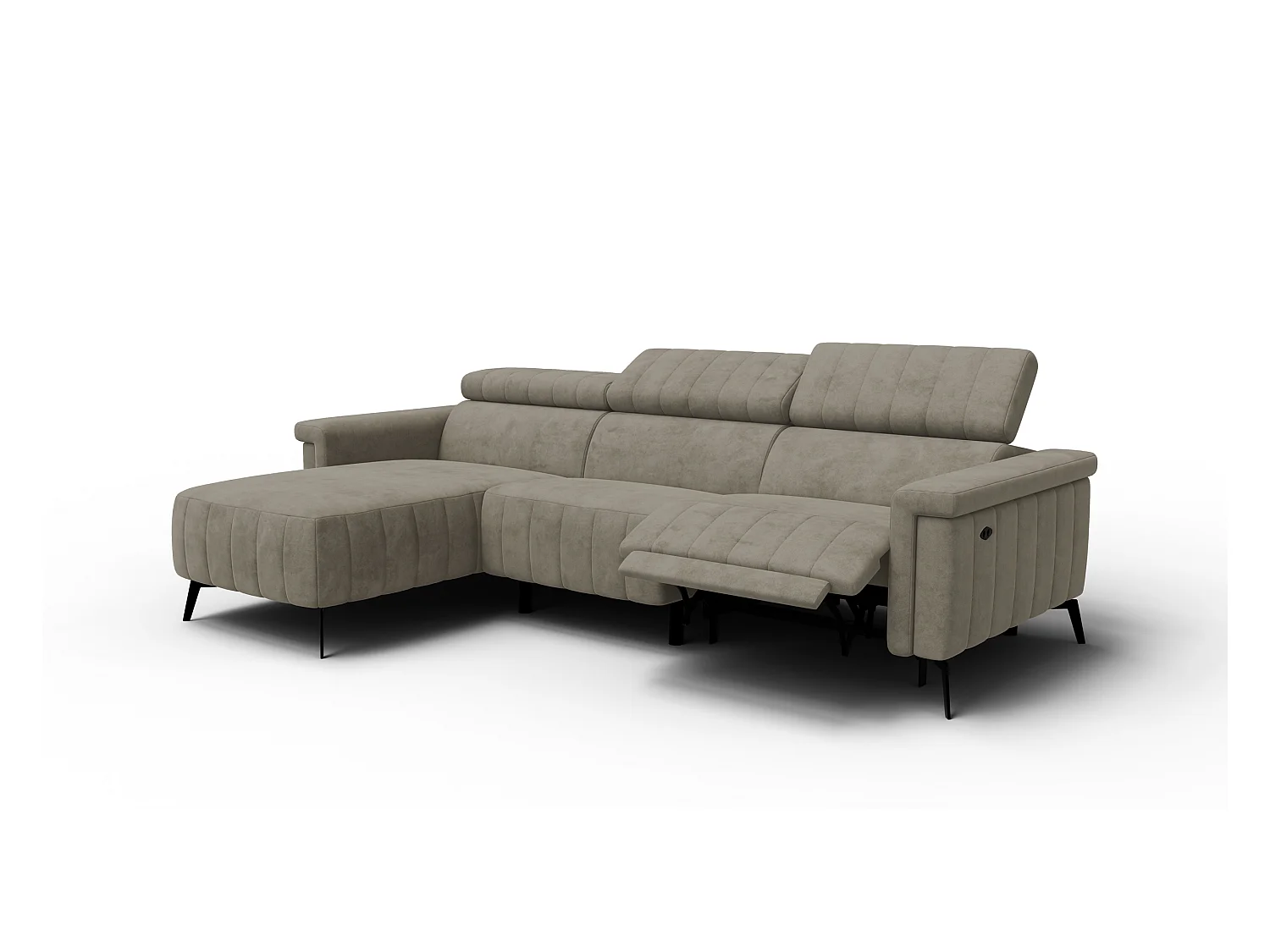 Canapé d'angle 4 places NORDEL, tissu beige foncé