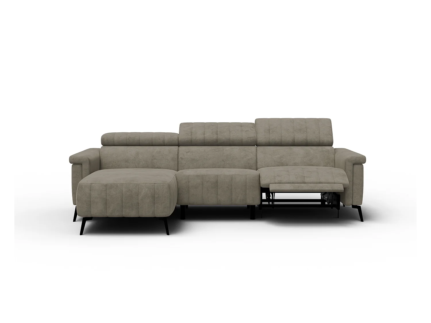 Canapé d'angle 4 places NORDEL, tissu beige foncé