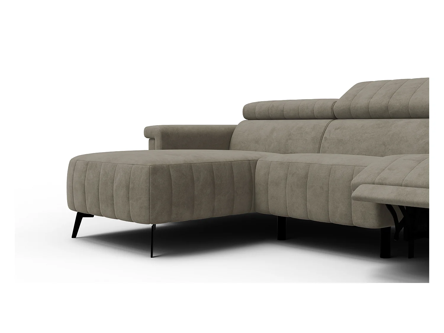 Canapé d'angle 4 places NORDEL, tissu beige foncé